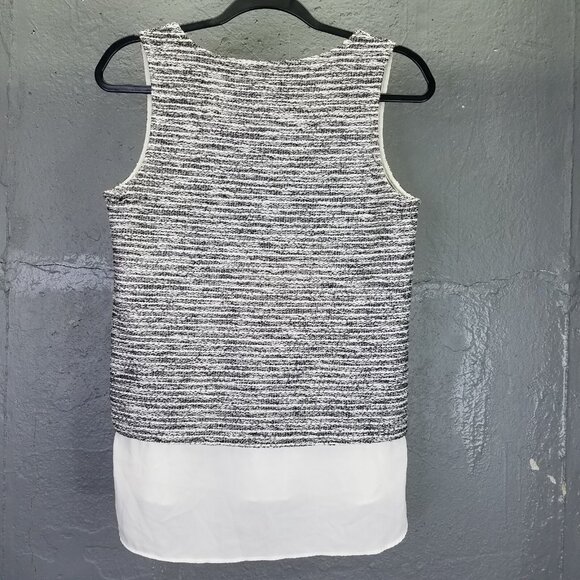 Sanctuary Vest Tank Top Women S Mixed Media Pullover Grey Tweed Sheer Hi-Low Hem - Picture 5 of 12